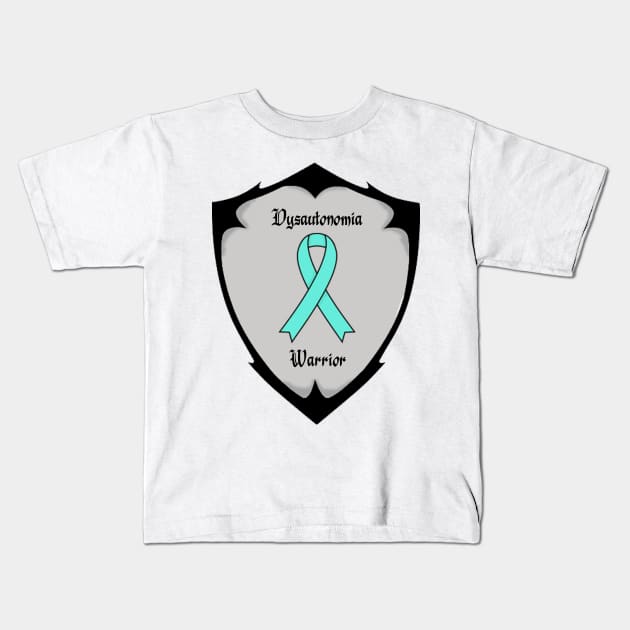 Dysautonomia Warrior Shield Kids T-Shirt by bohomermaidgal